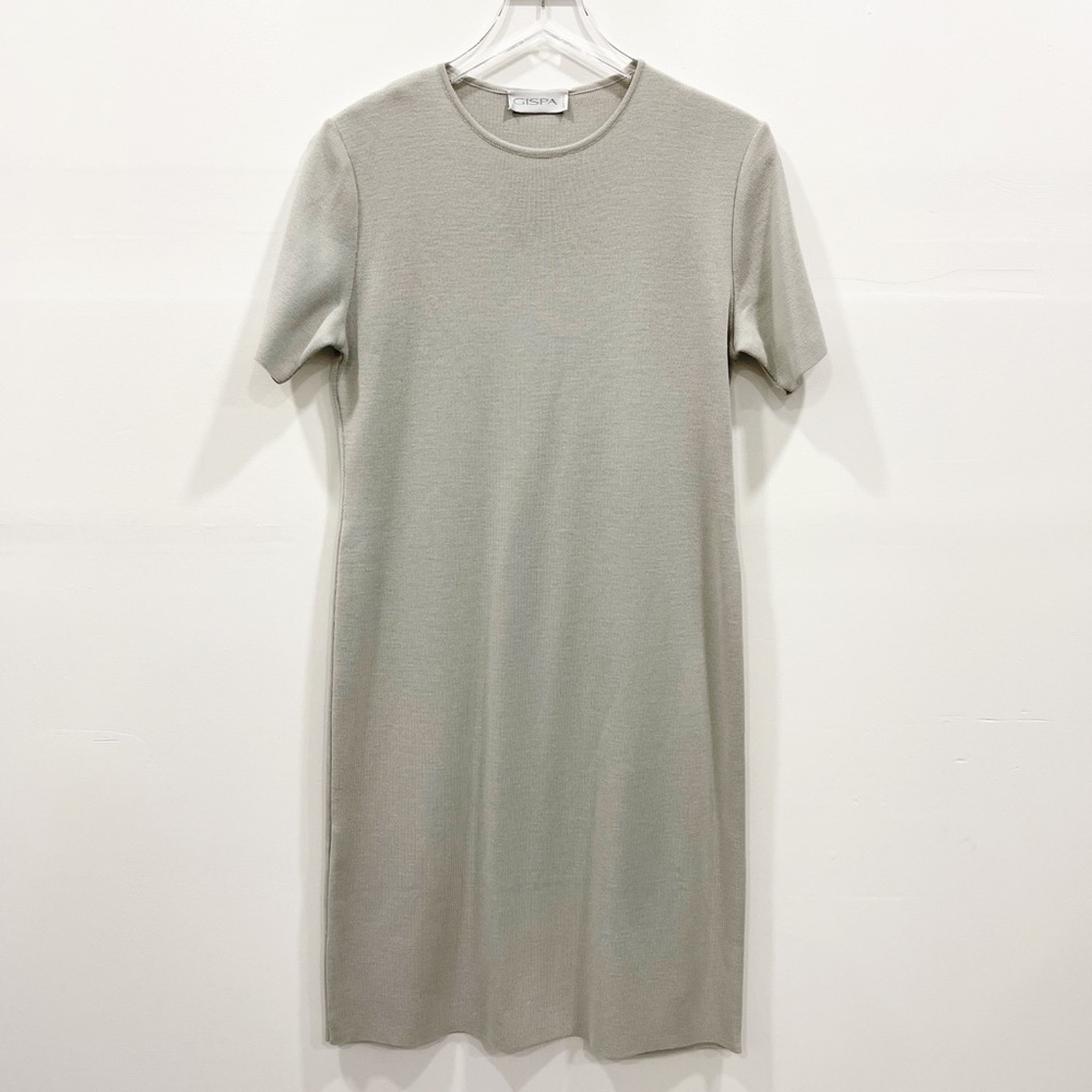 Gispa Made In Italy Knit Sheath Wool Blend Dress Short Sleeve Crew Neck Size 44